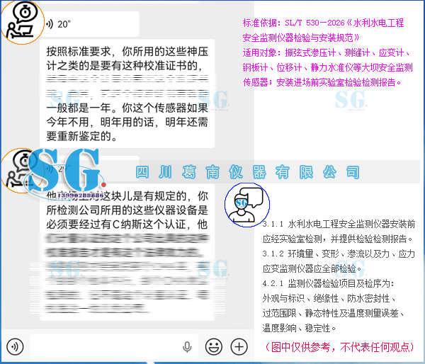 依据 SL/T 530‑2026 传感器安装前检验检测报告（仅供参考）